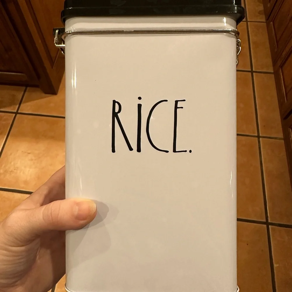 Rae Dunn Rice container. Metal. - Picture 1 of 4